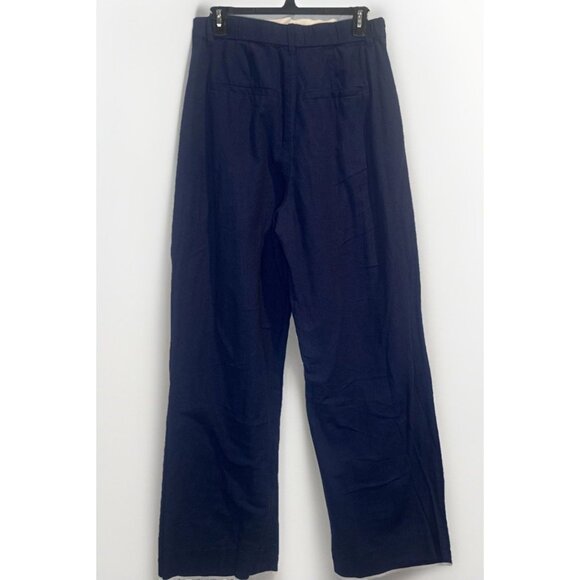 Abercrombie Fitch Women’s Curve Love Dark Blue Linen Blend Wide Leg Pants Size M - Picture 7 of 15